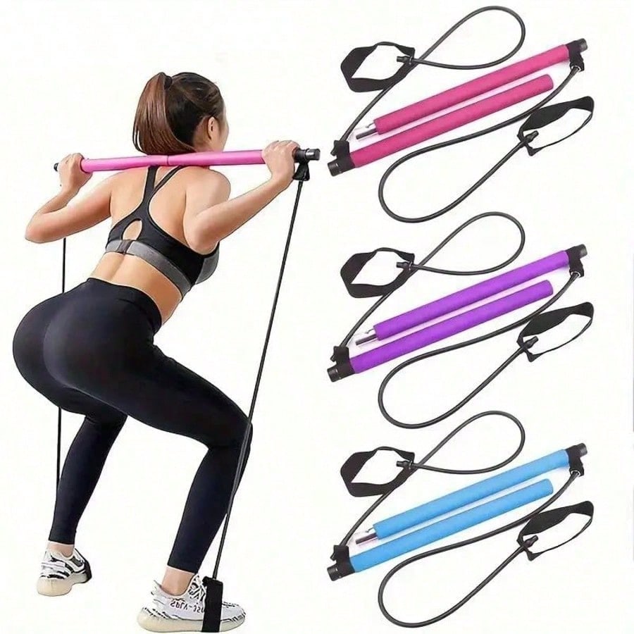 Pilates Bar Kit With Resistance Bands - Zestaw do pilatesu z prętem i