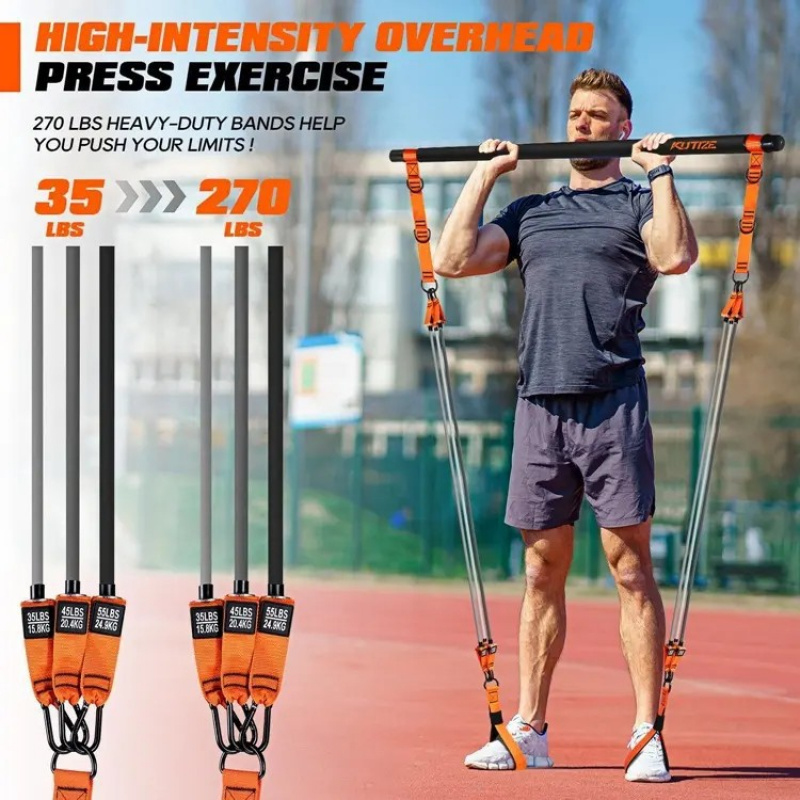 Pilates Bar Kit With Resistance Bands - Zestaw do Pilatesa z drążkiem i